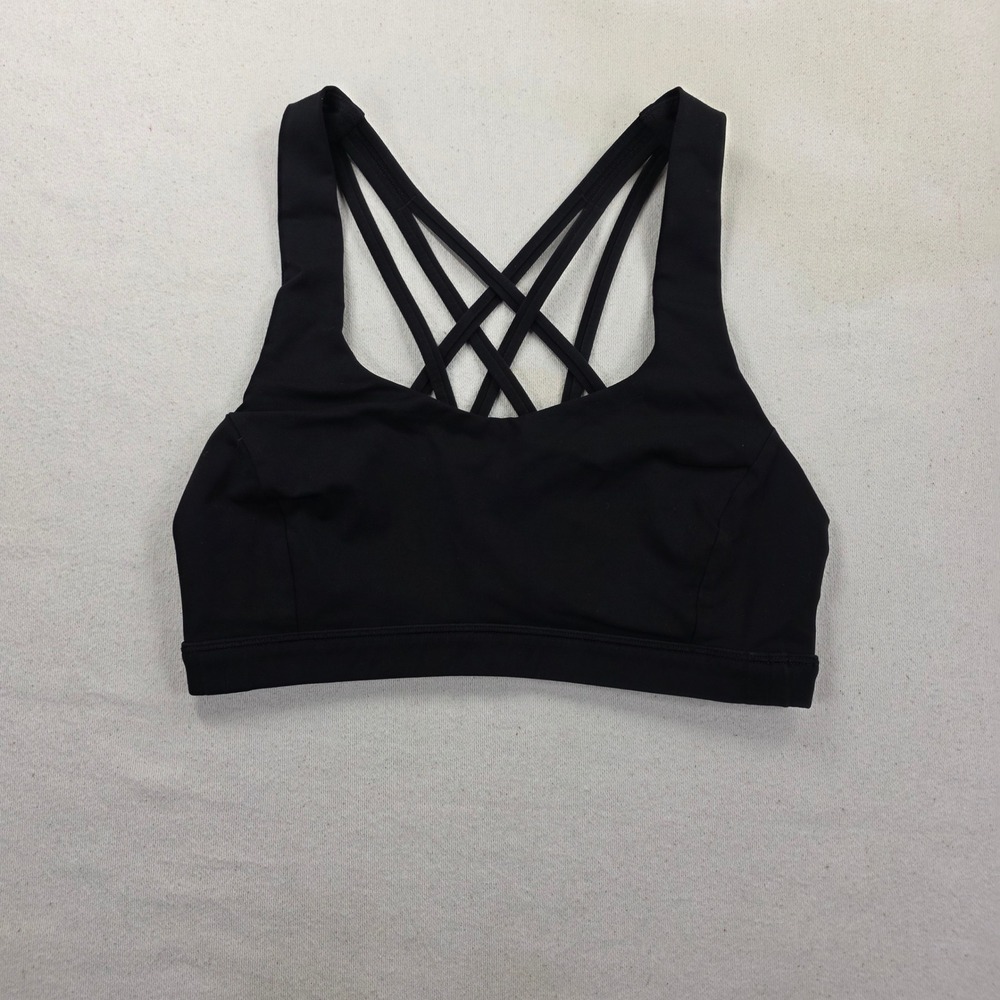 Lululemon Free To Be Wild Sports Bra Black Strappy Back Size 4